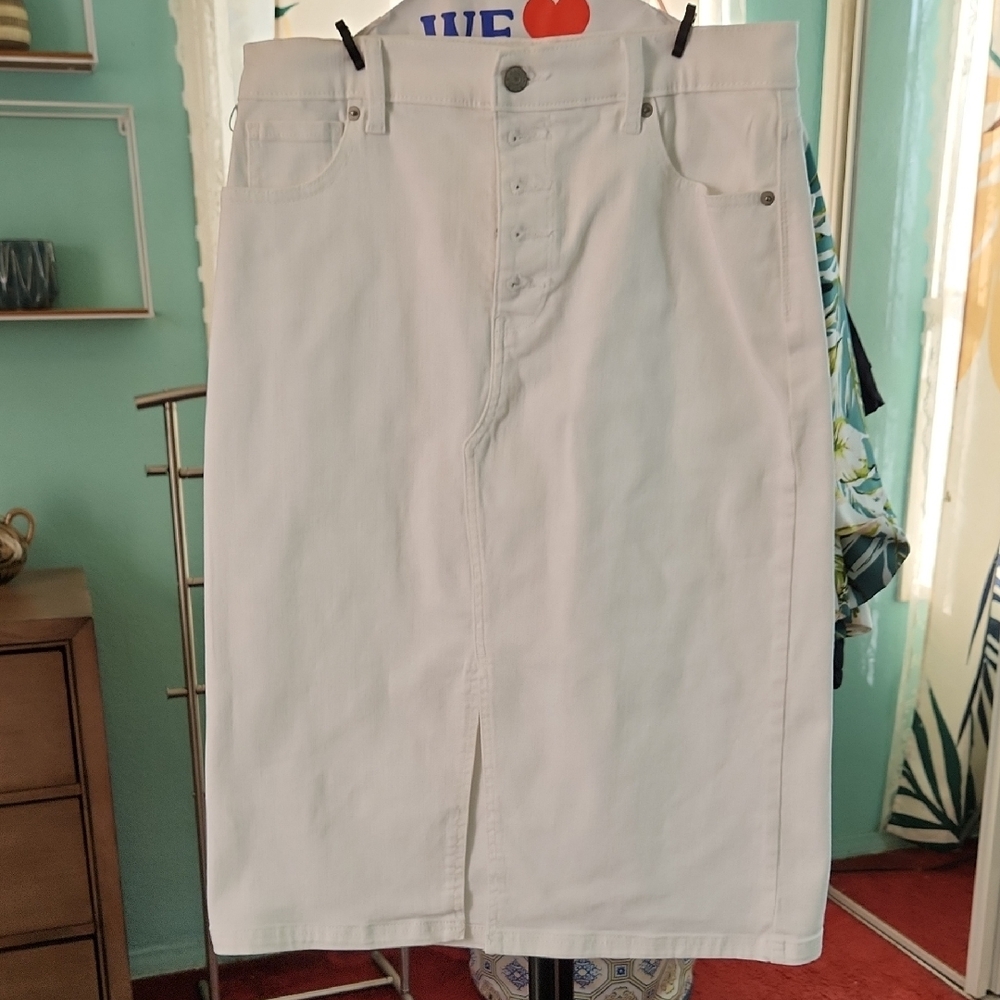 Banana Republic White Midi Skirt